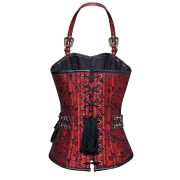 Zeta Red Corset with Strap and Faux Leather Pouch - Image 2
