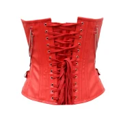 Cates Overbust Corset In Red Sheep Nappa Leather - Image 2