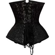 Goel Silver Brocade & Faux Leather Underbust Corset With Chain Details - Image 2